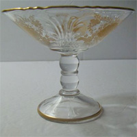 Imperial #7615B Comport w/ Gold Overlay Decoration