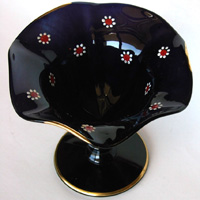 Imperial Compote w/ Enamel Cosmos Decoration & Gold Ttrim