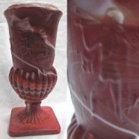 Imperial # 132 Ruby Slag Urn w/ Molded Figures