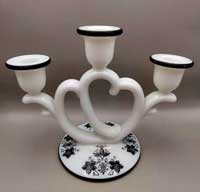 Imperial # 753 Candlestick in Milk Glass with Decoration