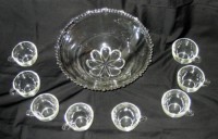 Paden City # 555 Mr B Line Punch Bowl & Cups