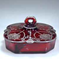 Paden City # 412 Crow's Foot Three-Part Candy w/ Silver Overlay