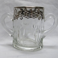 Paden City # 221 Maya Cream & Sugar w/ Unknown Silver Overlay