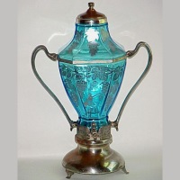 Paden City Samovar w/ Silver Overlay on Vintager Etch