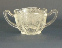 Paden City # 890 Crow's Foot Cream & Sugar w/ Bridal Wreath Etch