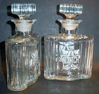 Paden City # 215 Glades Colonnade Decanters with Chrome Tantalus