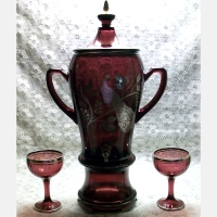 Paden City #   6 Three-Piece Percolator w/ Silver Peacock Overlay