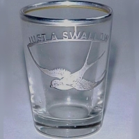 Paden City Shot Glass w/ Unknown Bird Overlay