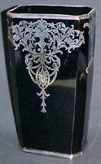 Paden City # 411 Mrs. B Black Amethyst Vase and Overlay