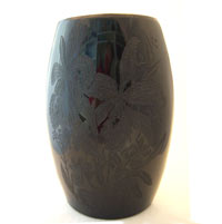 Paden City # 182-8  Elliptical Vase with Baby Orchid Etch