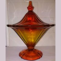 Tiffin #  310 "Amberina" Covered Candy