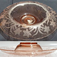 Tiffin # 8153 Rolled Edge Console Bowl w/ Floris Etch