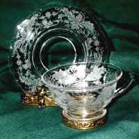 Tiffin # 5831 Cup & Saucer w/ Cadena Etch