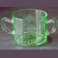 U. S. Glass Creamer and Sugar w/ Floral Cutting