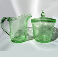 U. S. Glass Strawberry Creamer and Sugar