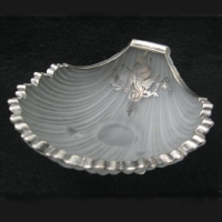Westmoreland Shell Dish w/ Winged Seahorse Silver Overlay