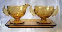 Westmoreland # 100 Winged Creamer, Sugar and Tray