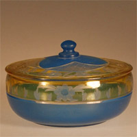 Westmoreland Puff Box w/ Fort Dearborn Florentine Decoration