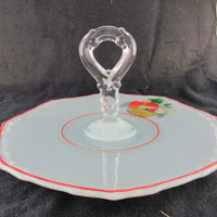 Indiana # 607 Double Fleur de Lis Center Handle Server w/ Decoration #256