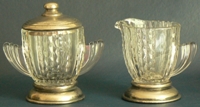 Indiana # 372 Creamer & Sugar with Pewter Foot