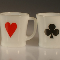 Anchor Hocking Fire-King Playing Card Mugs