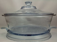 Hocking Fire-King Sapphire Blue "Philbe" Casserole & Trivet