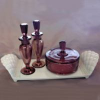New Martinsville Vanity Set on Unknown Tray