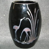 Unknown Silver Overlay w/ Standing Cranes