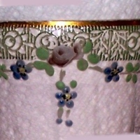 Unknown Decoration w/ Enamel Flowers & Rambler Rose Etch