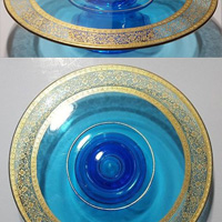 Unknown Cake Stand w/ Unknown Gold Border Etch