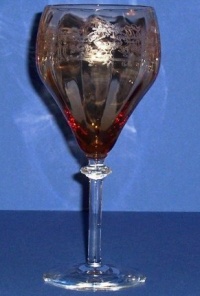 Unknown Amber Goblet w/ Unknown Etch
