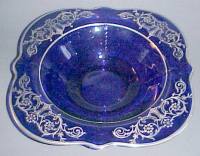 Paden City # 412 Crow's Foot Square Console Bowl with Unknown Silver Overlay