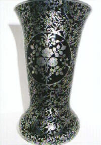 National Silver Deposit Ware Decoration on Paden City Vase National Silver Deposit Ware Decoration on Paden City Vase