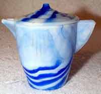 Akro Agate Stacked Disc & Interior Panel Teapot