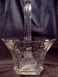 Heisey #604 Ornate Sprig Cutting on #458 Picket Basket