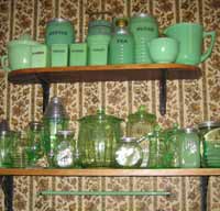Jadite Kitchen Glassware Display