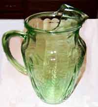 Hazel-Atlas Green Royal Lace Pitcher