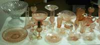 English Hobnail Pink and Crystal Display