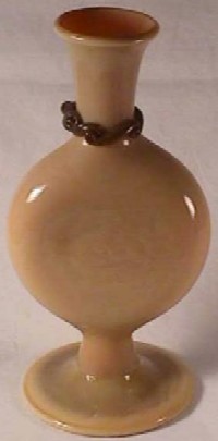 Vase, Footed Bottle Form, Rigaree Decorated