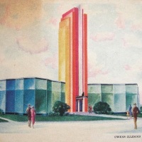 Owens-Illinois Glass Block Building - 1933 World's Fair Souvenir Postcard