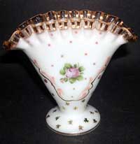 Charleton Arched Roses Decoration on Fenton Rose Crest Vase Charleton Arched Roses Decoration on Fenton Rose Crest Vase