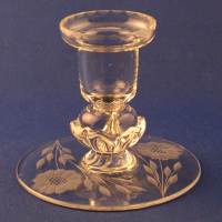 Unknown Candleholder w/ Cornflower Cutting