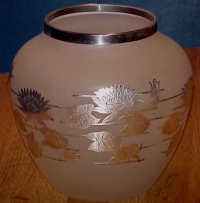 Unknown Satin Vase w/ "Lily Pad" Overlay