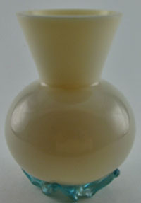 Unknown Custard Vase with Aqua Freeform Foot