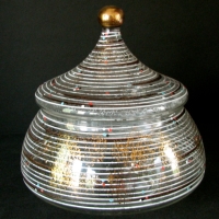 Unknown Sweetmeat Jar w/ Stripe & Spatter Decoration