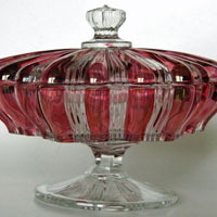 Unknown Ruby-Stained Three-Part Candy Box