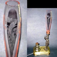 Unknown Figural Lamp w/ Morgantown Cathay Etched Vase