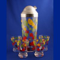 Unknown Cocktail Set w/ Autumn Leaves Decoration