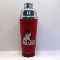 Unknown Cocktail Shaker w/ Unknown Silver Overlay Hunt Scene