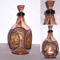 Unknown Pinch Decanter w/ Enamel Ring Decoration